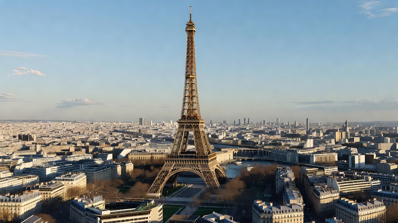 Eiffel Tower standing prominently over the cityscape of Paris France