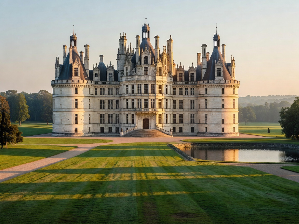Magnificent French Renaissance castle Château de Chambord in Loire Valley